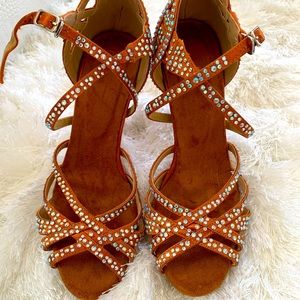 COPPER TAN RHINESTONE Dance Shoes
